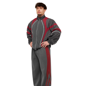 <b>Men</b> Oversized <b>Track</b> <b>Jacket</b> Contrast Panel Windbreaker Zip Up Sportswear Training Running Casual Streetwear Lightweight Coat - Product Image 4