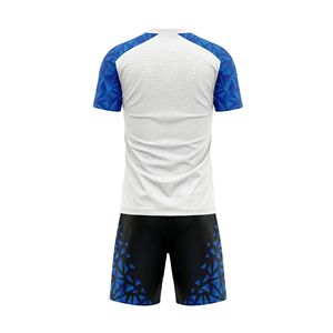 White Blue Geometric Bottom Soccer Jersey Modern Football Uniform Set Breathable Training Wear Men Sportswear - Product Image 2