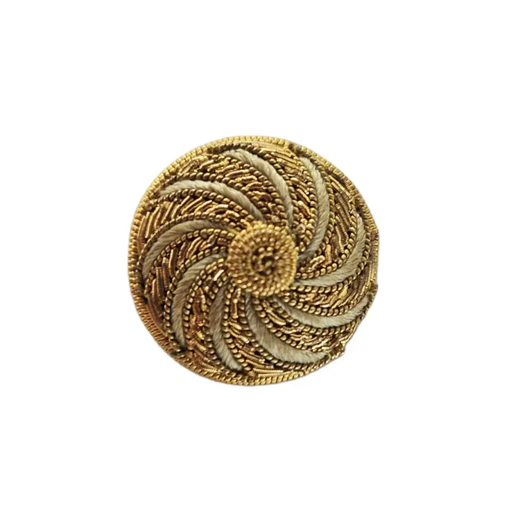 Top Most Selling Beaded Bullion and Silk Hand Embroidered Fabric Buttons with Slanting Wavy Design for Bags, Hairbands & Shoes