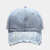 Casquette de baseball en jean délavé, 6 panneaux, réglable, unisexe, décontractée, couleur unie, en coton, toutes saisons, style adulte