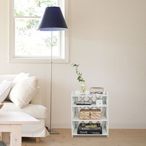 Mobiletto comodino bianco in legno composito RT a 4 ripiani e tavolino da tè/caffè per scaffali e unità di stoccaggio - Product Image 2