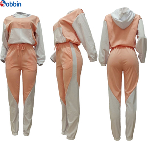 Conjunto Deportivo y de Ocio Personalizado de Otoño con Capucha y Cuello Semialto en Contraste, Conjunto de 2 Piezas, Sudadera con Capucha - Product Image 5