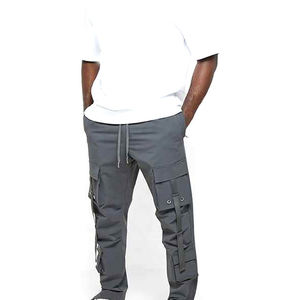 Pantalones Cargo Casuales para Hombre Jaffico International, Color Gris Oscuro, Ecológicos, 100% Algodón, Cintura Elástica con Cordón, Múltiples Bolsillos - Product Image 3