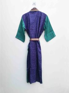 Vestido de Maternidad Vintage para Mujer, de Seda, Estilo Kimono, Ropa de Dormir, Ropa de Playa, Hecho con Sari Indio Reciclado, con Parches, Térmico, para Primavera - Product Image 5