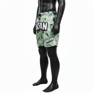 กางเกงว่ายน้ำชาย 140 GSM แห้งเร็ว โพลีเอสเตอร์ไมโครไฟเบอร์ สีเขียวอ่อน ดำ ขาว สกรีนโลโก้ตามสั่ง กางเกงขาสั้นผู้ชาย - Product Image 4