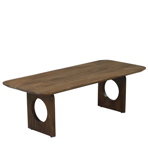 Mesa de Centro Moderna con Superficie de Madera Ligeramente Curvada y Dos Patas Plegables Resistentes, Acabado Tubbaq, Madera de Mango Sólida, para Sala de Estar - Product Image 2