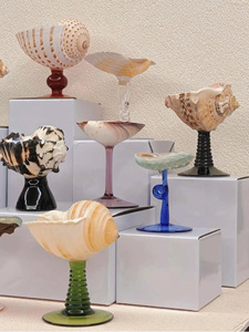 Wholesale Handmade Lightweight Reusable Easy Clean Glass Conch Shell Cocktail Glass Coastal Design Wedding <b>Beer</b> 20-100ml - Product Image 1