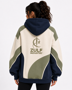 Sweat-shirt à capuche oversize en polaire pour femme, color block, style streetwear décontracté, fabricant OEM ODM - Product Image 4