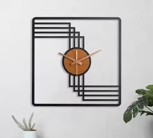 Black Round Metal <b>Wall</b> <b>Clock</b> Abstract Geometric Design Minimalist Style Silent Quartz Analog Living Room <b>Decor</b> <b>Wall</b> <b>Clock</b> - Product Image 2