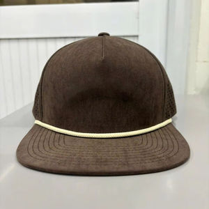Gorra R 256 de Tela de Gamuza con Visera Plana, Cierre a Presión, Corte Láser, Color Marrón, Diseño y Talla Personalizados, Gorra Estructurada - Product Image 1