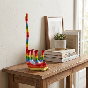 Petite statue de chat en bois arc-en-ciel, figurine d'animal en bois d'albizia, peinte à la main, artisanat balinais, décoration d'intérieur, ornement, cadeau - Product Image 2