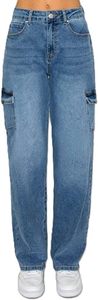 Pantalon en jean ciré grande taille pour homme, coupe ample, taille mi-haute, délavé, avec poches plaquées, fermeture boutonnée, couleur unie - Product Image 3