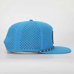 Gorra de 5 Paneles con Visera Plana y Cierre a Presión, con Logotipo Personalizado, Perforaciones Cortadas con Láser, Impermeable, Deportiva, Estilo Hip Hop - Product Image 5
