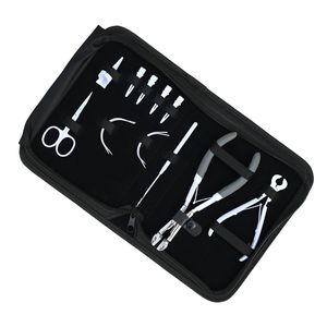 Hair Extension Tool Kit Parting Finger Styling Clip Curved Needle Thread Cutting Mini Scissor Hook Bond <b>Cutter</b> Plier Rexine Case - Product Image 1
