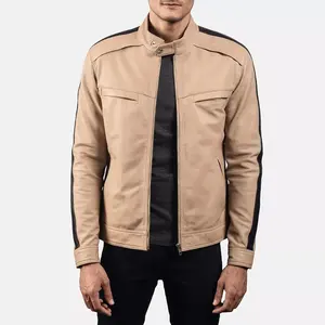 Vestes en cuir de vachette pour hommes de haute qualité à prix abordable, design personnalisé, col montant, manches longues, fermeture éclair. - Product Image 3