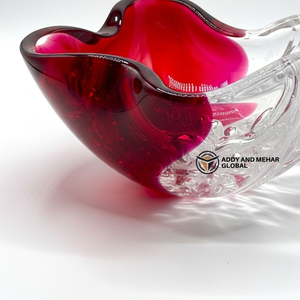 Tazón de Resina Rojo y Transparente Hecho a Mano con Forma Ondulada Orgánica, Tazón Decorativo Moderno para Servir, Centro de Mesa Artístico Brillante - Product Image 5