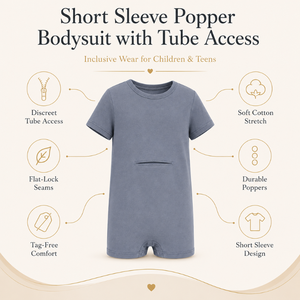 Combinaison bleu ardoise |   Vêtements sensoriels spéciaux pour enfants, vêtements inclusifs, manches courtes, coton extensible, unisexe - Product Image 5