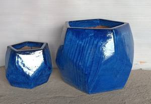 [Jason] Ensemble de 3 pots en céramique carrés arrondis en glaçure turquoise - Poterie vietnamienne - Pots de jardin artisanaux pour l'intérieur et l'extérieur - Product Image 4