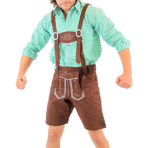 Traje de Lederhosen para Hombre para el Oktoberfest, de Cuero Genuino de Cabra, con Detalle de Hongo y Pantalón Corto - Product Image 4