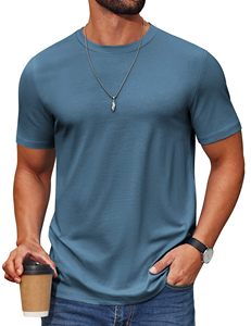 เสื้อยืดลำลองทรงเข้ารูปสำหรับผู้ชาย ผ้าสโตนวอช โพลีเอสเตอร์ผสมคอตตอน คอกลม แขนสั้น มีหลายขนาดให้เลือก ใส่ได้ทุกวัน - Product Image 1