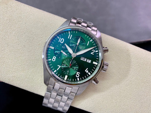 Reloj de pulsera para hombre, mecánico automático, con cronógrafo, fecha, esfera esmeralda, estilo deportivo y de negocios, de lujo, Eternal Platinum. - Product Image 2