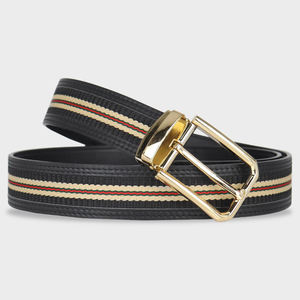 Ceinture décontractée de luxe pour homme avec boucle automatique réglable, logo personnalisé, en cuir de vachette écologique - Product Image 5