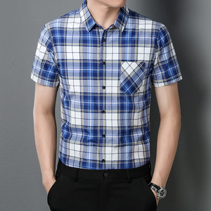 Nouvelle chemise décontractée à carreaux à manches courtes et col à revers pour homme – Confort estival, sans repassage, résistante aux plis - Product Image 3