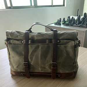 Bolsa de Viaje de Lona y Cuero Genuino con Logotipo Personalizado, Resistente, Vintage, Impermeable, para Fin de Semana o Viajes Cortos, LCTB-0021 - Product Image 3