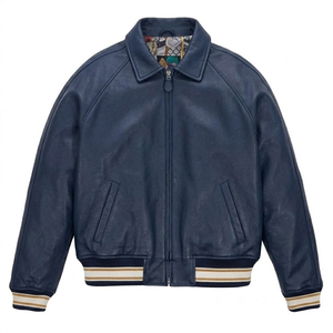 Wholesale Custom Leather Varsity <b>Jacket</b> <b>Men</b> Custom Bomber Style Full Zipper Baseball <b>Jacket</b> with Logo & Embroidery - Product Image 3