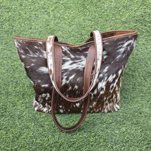 Sac fourre-tout en cuir véritable grande capacité avec poils, sac à bandoulière pour femme, fermeture éclair, broderie, portable, haute qualité LHTB-0070 - Product Image 1