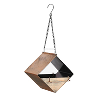 Comedero para Pájaros Colgante de Metal Rústico Ecológico Hecho a Mano con Acabado con Recubrimiento en Polvo, Protección UV y Resistente al Agua, 1.8L, para Observación de Aves en el Jardín