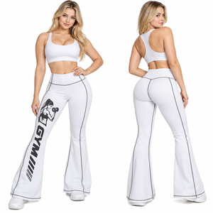 Leggings Deportivos de Cintura Alta para Mujer, Tejidos, con Estampado de Logotipo, Costuras en Contraste, Compresión, Secado Rápido, para Yoga y Gimnasio - Product Image 2