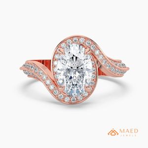 แหวนหมั้นทรงวงรีประดับมอยส์ซาไนต์ 14K โรสโกลด์ ของขวัญเครื่องประดับเจ้าสาวสุดหรูสำหรับผู้หญิง เทรนด์อเมริกา - Product Image 1