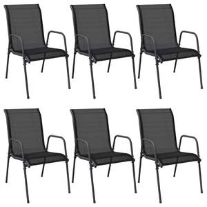 Ensemble de 6 chaises de jardin en acier noir et anthracite avec Textilène, grand mobilier d'extérieur durable - Product Image 2
