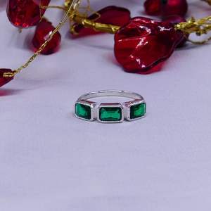 Bague classique pour femme en argent sterling 925 plaqué argent avec pierre précieuse onyx verte, bijoux tendance pour couple - Product Image 2