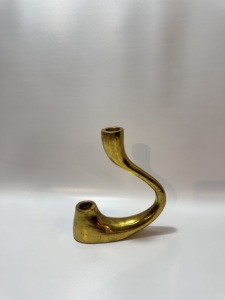 Modern <b>Brass</b> Gold Aluminium Double Candle <b>Holder</b> Curved Wave Sculptural 2-Arm Taper <b>Candlestick</b> Stand Sleek Table Centerpiece - Product Image 2