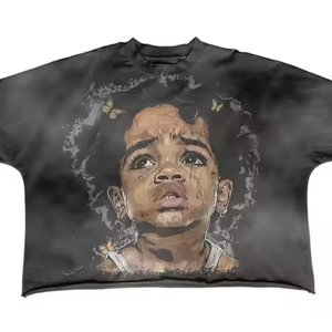 Oversized Cropped Heavyweight Cotton Boxy T-<b>shirt</b> for <b>men</b> Plain Soft Comfortable Casual Fashion Durable 300 GSM - Product Image 6