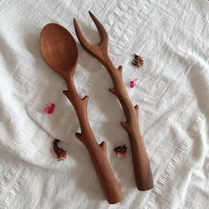 Hand Polished Acacia <b>Spoon</b> with Double <b>Ring</b> Handle Luxury Design Eco Friendly Flatware Sets for Wedding & Party - Product Image 4