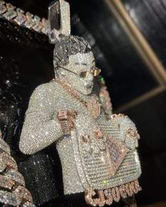 VVS Moissanite Baguette et diamant rond personnalisé sans excuse glacé testeur de réussite de bijoux plaqué or VVS Moissanite diamants - Product Image 2