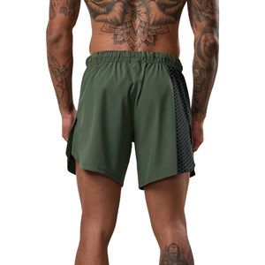 Pantalones Cortos Deportivos para Hombre, Color Verde Oliva, con Paneles de Malla, Aberturas Laterales, para Correr, Gimnasio, Entrenamiento, Ropa Deportiva - Product Image 4