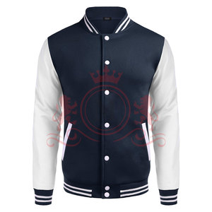 Premium Pick <b>Blue</b> Grey Letterman Jacket Contrast Sleeves Soft Material Comfortable Casual Fashion Style - Product Image 2