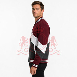Chaqueta Letterman Blanca Borgoña Refinada, Diseño Clásico con Botones a Presión, Cuello Acanalado, Ropa Cómoda para el Día a Día - Product Image 2