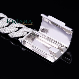 กำไลข้อมือผู้ชายทองคำขาวประดับเพชรเลี้ยงในห้องปฏิบัติการ 925 ทรงกลมเจียระไนแบบเหลี่ยมคมสไตล์ฮิปฮอปสำหรับใส่ทุกวัน รับรองโดย IGI สี D - Product Image 2