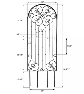 Support de plante grimpante décoratif en métal noir forgé pour jardin, patio, cour, balcon - Product Image 4