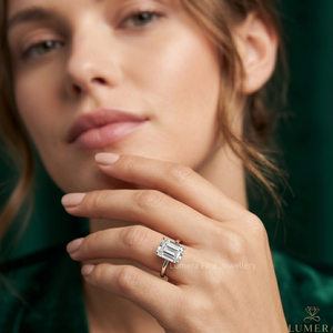 Anillo de Compromiso de Diamante Cultivado en Laboratorio con Corte Esmeralda, Certificado IGI, Personalizado en Oro de 9K, 10K, 14K, 18K, Chapado en Rodio, Solitario para Boda - Product Image 5