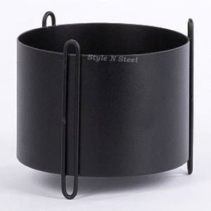 Jardinière noire attrayante en fer thermolaqué, durable, multi-usages, pour extérieur, avec drainage - Product Image 2