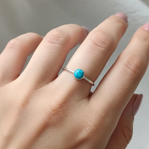 Handmade 925 Sterling Silver Natural <b>Turquoise</b> Minimalist Bezel Set Unisex <b>Ring</b> High Quality Jewelry - Product Image 1