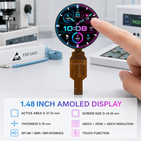 Modul Layar Sentuh AMOLED Bulat 1,48 Inci 480x480 dengan Antarmuka SPI RGB QSPI MIPI untuk Perangkat yang Dapat Dipakai seperti Smartwatch