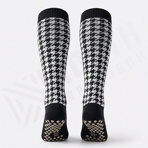 Knee High Houndstooth Pattern <b>Socks</b> Anti-Slip Cycling Sports <b>Socks</b> for Adults Autumn Wear - Product Image 2