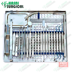 Kit d'instruments parodontaux de qualité supérieure, 33 pièces, en acier inoxydable, pour implants dentaires, chirurgie orthodontique et chirurgie buccale - Product Image 5